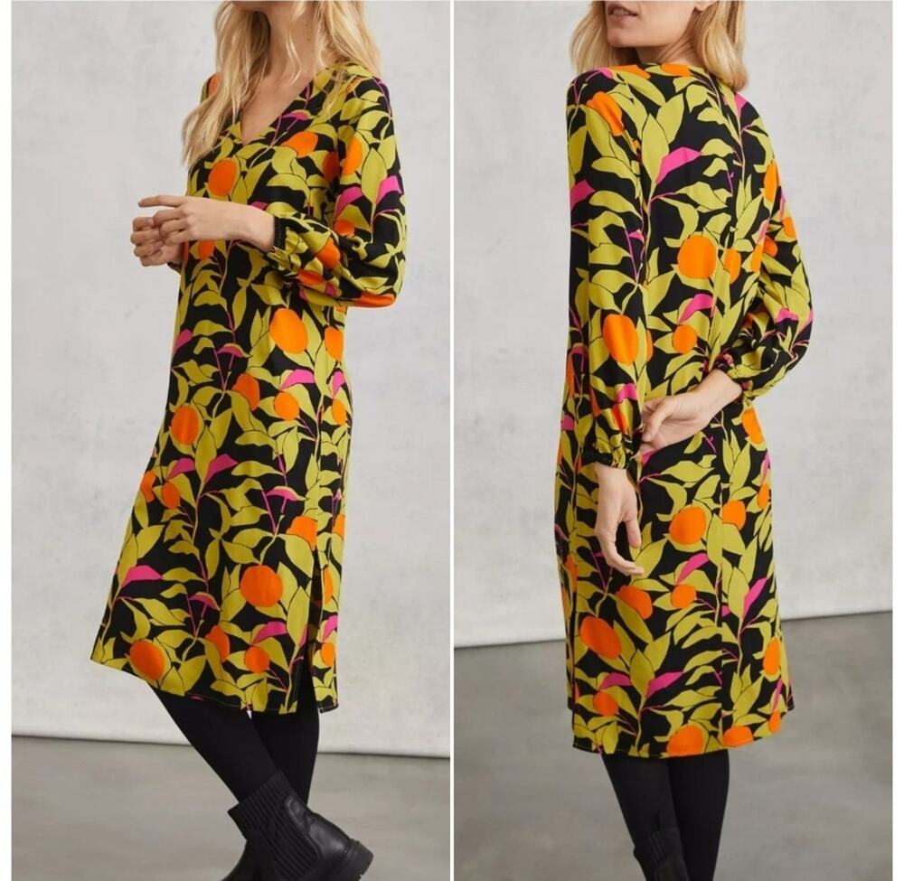 Corey Lynn Calter Naranjas Midi Dress M Petite Citrus Print Anthropologie